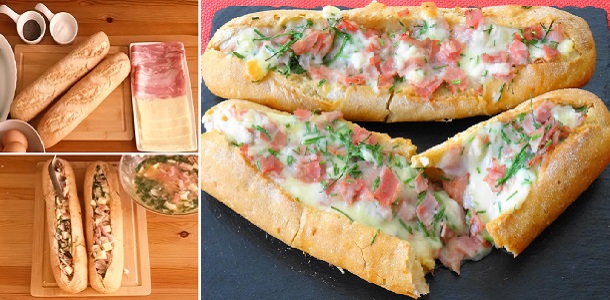 Una idea brillante! Los preparé Baguette relleno al horno By Dulces y salados!