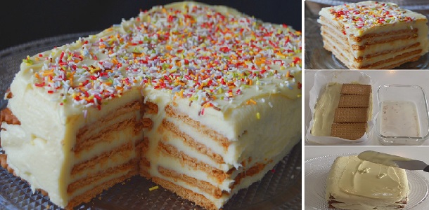 Tarta de galletas y chocolate blanco! Si te gusta dinos HOLA y dale a Me Gusta MIREN…