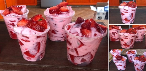 Postre con 3 ingredientes (GELATINA CON YOGURT Y FRESAS) ” By Jenny Salas ” Si te gusta dinos HOLA y dale a Me Gusta MIREN…